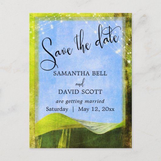 Rustiek Bananenblad met Lichten Boho Save the Date Aankondigingskaart (Voorkant)