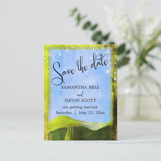 Rustiek Bananenblad met Lichten Boho Save the Date Aankondigingskaart (Staand voorkant)