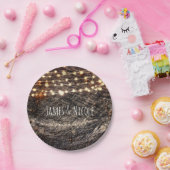 Rustiek Bark Wood & Sparkle Lights Herfst Party Papieren Bordje (Feest)
