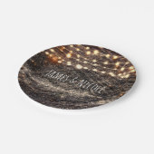 Rustiek Bark Wood & Sparkle Lights Herfst Party Papieren Bordje (Gekanteld)