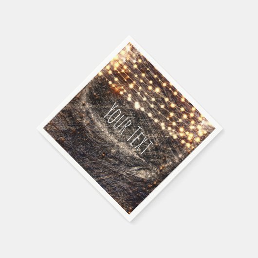 Rustiek Bark Wood & Sparkle Lights Herfst Party Servet (Hoek)