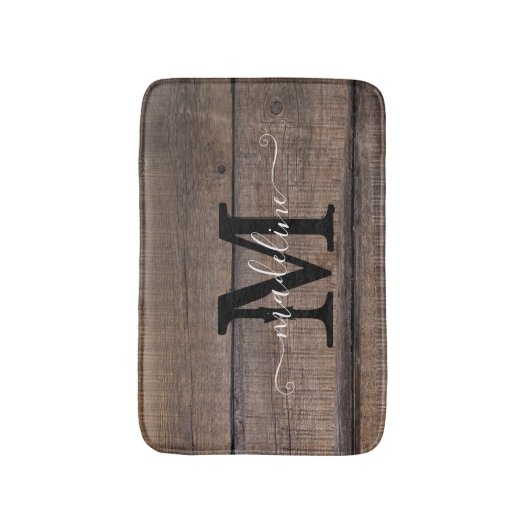 Rustiek Barn Monogram Script Badmat (Voorkant Verticaal)