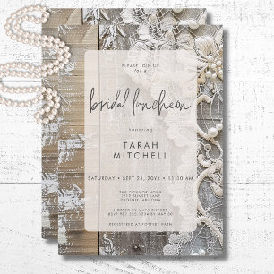 Rustiek Barnwood & Bridal Lace Bridal Luncheon Kaart