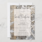 Rustiek Barnwood & Bridal Lace Bridal Luncheon Kaart (Voorkant)