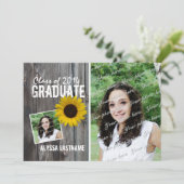 Rustiek Barnwood en Zonnebloem Afstuderen Kaart (Staand voorkant)