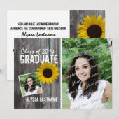 Rustiek Barnwood en Zonnebloem Afstuderen Kaart (Voorkant / Achterkant)