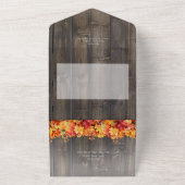 Rustiek Barnwood & Herfst bladeren Diner All In One Uitnodiging (Buitenkant)