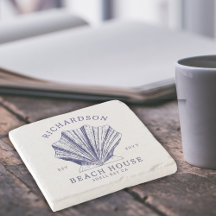 Rustiek Beach House familienaam nautisch | Blauw