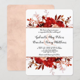 Rustiek Beauty Roos Goud Bloemen Ingelijste Bruilo Kaart