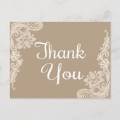 Rustiek Bedankt Bruin & Wit Bloemen Kant Briefkaart (Voorkant)
