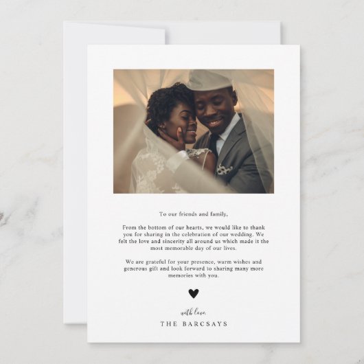 Rustiek Bedankt Script Verticale foto bruiloft (Achterkant)