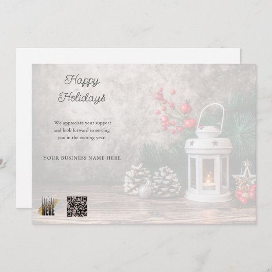 Rustiek bedrijf Logo QR code Business Feestdagenkaart (Voorkant / Achterkant)