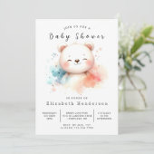 Rustiek bedrukbaar Beer Baby shower Kaart (Staand voorkant)