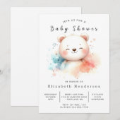 Rustiek bedrukbaar Beer Baby shower Kaart (Voorkant / Achterkant)