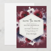 Rustiek bedrukbare Bourgogne Save The Date (Voorkant / Achterkant)