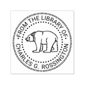 Rustiek Beer #6B Ronde Bibliotheek Boeknaam Zelfinktende Stempel (Design)