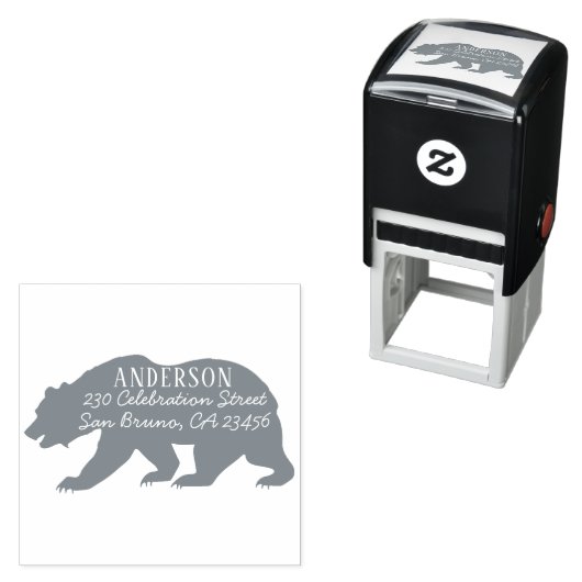 Rustiek Beer Aangepaste familienaam & retouradres Zelfinktende Stempel (In situ)