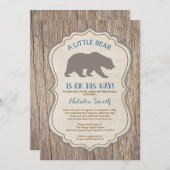 Rustiek Beer Baby shower door Mail Invitation Boy Kaart (Voorkant / Achterkant)