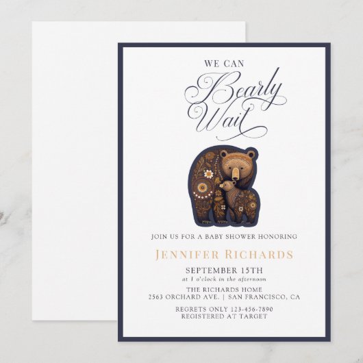Rustiek Beer Baby shower Kaart (Voorkant / Achterkant)