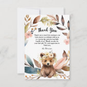 Rustiek Beer Cub Baby shower Dank u kaart (Voorkant)