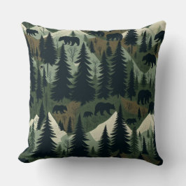 Rustiek Beer en bos scene Kussen