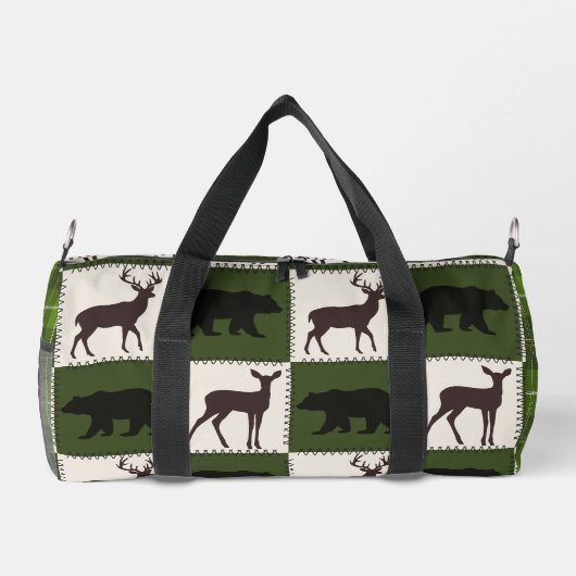 Rustiek Beer & Herten, Donkergroen & Cream Squares Plunjezak (Achterkant)