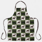 Rustiek Beer & Herten, Donkergroen & Cream Squares Schort (Voorkant)
