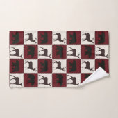 Rustiek Beer & Herten, Donkerrood & Cream Squares Bad Handdoek (Handdoek)