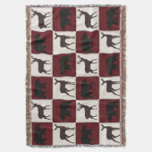 Rustiek Beer & Herten, Donkerrood & Cream Squares Deken (Voorkant Verticaal)