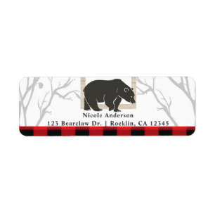 Rustiek Beer & Rood Plaid Bossen Bruiloft Feest Ui Etiket