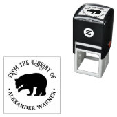 Rustiek Beer Silhouet #3 Ronde Bibliotheek Boek Na Zelfinktende Stempel (In situ)