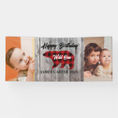 Rustiek Beer Wild One Boy 1st Birthday Party Foto Spandoek (Horizontaal)