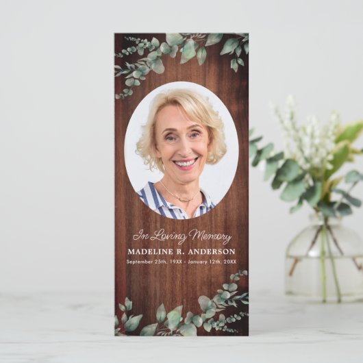 Rustiek Begrafenisgebed Kaart Foto Memorial Bladwi (Staand voorkant)