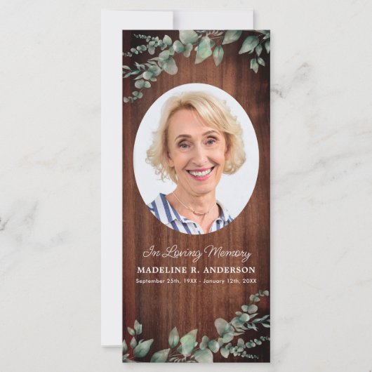 Rustiek Begrafenisgebed Kaart Foto Memorial Bladwi (Voorkant)