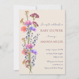 Rustiek Beige Acryl Bloemen Boeket Baby shower Kaart