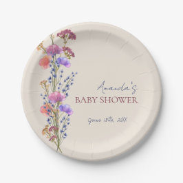 Rustiek Beige Acryl Bloemen Boeket Baby shower Papieren Bordje