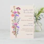 Rustiek Beige Acryl Bloemen Boeket Bruiloft Kaart (Staand voorkant)