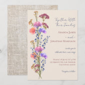 Rustiek Beige Acryl Bloemen Boeket Bruiloft Kaart (Voorkant / Achterkant)