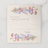 Rustiek Beige Acryl Bloemen Boeket Bruiloft Plaatskaartje (Buitenkant ongevouwen)