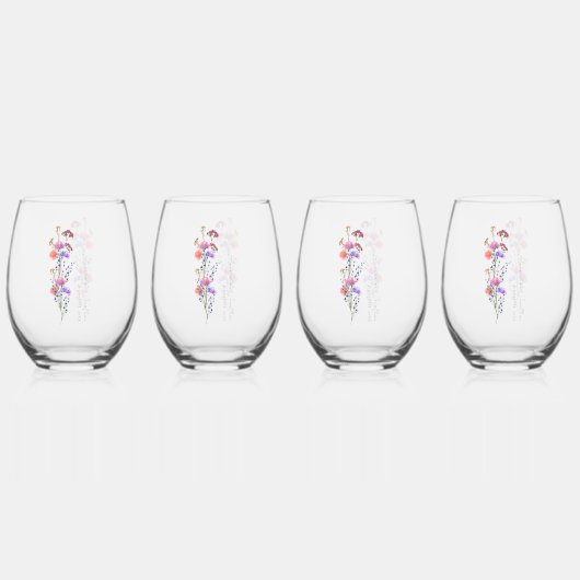 Rustiek Beige Acryl Bloemen Boeket Bruiloft Wijnglas Zonder Voet (Voorkant)