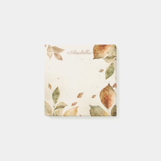 Rustiek Beige Bruin eenvoudige Vallende bladeren Post-it® Notes (Voorkant)