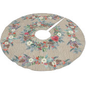Rustiek beige burlap waterverf bloemenkerst kerstboom rok (Gekanteld)