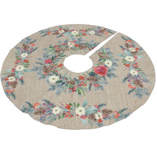 Rustiek beige burlap waterverf bloemenkerst kerstboom rok
