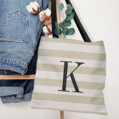 Rustiek Beige en Ivoor Strepen Groot Monogram Tote Bag