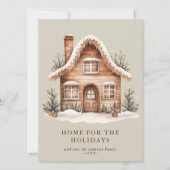 Rustiek Beige Huis voor Feestdagen Flat Holiday Ka Feestdagenkaart (Voorkant)