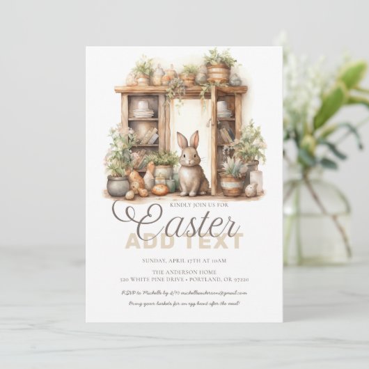  rustiek beige paasfeest kaart (Staand voorkant)