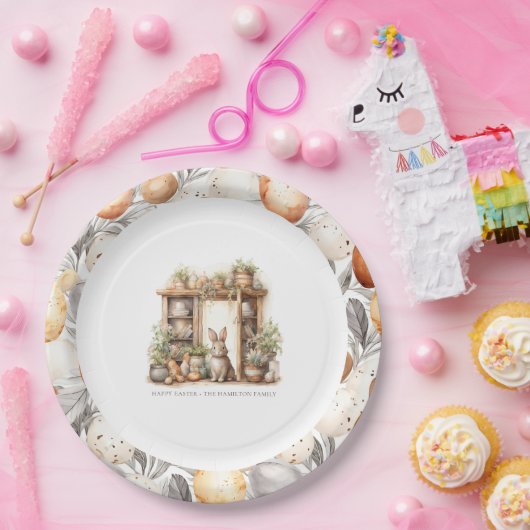  rustiek beige paasfeest papieren bordje (Feest)