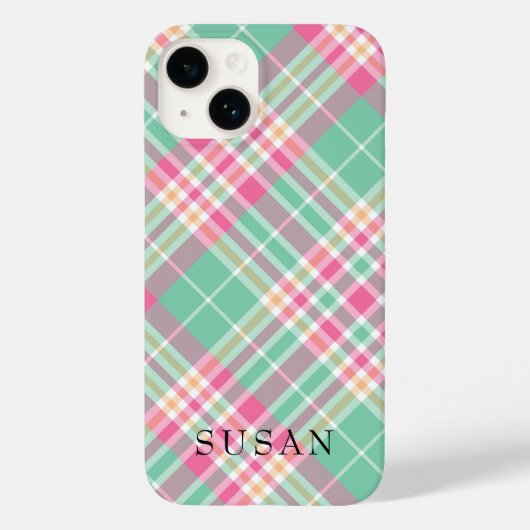 Rustiek Beige Rode Buffel Check Monogram Case-Mate iPhone Case (Achterkant)