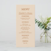 Rustiek Beige Terra Cotta Herfst Trouwmenu Menu (Staand voorkant)