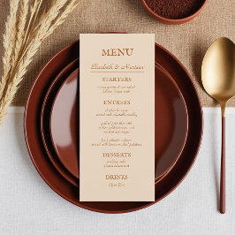 Rustiek Beige Terra Cotta Herfst Trouwmenu Menu